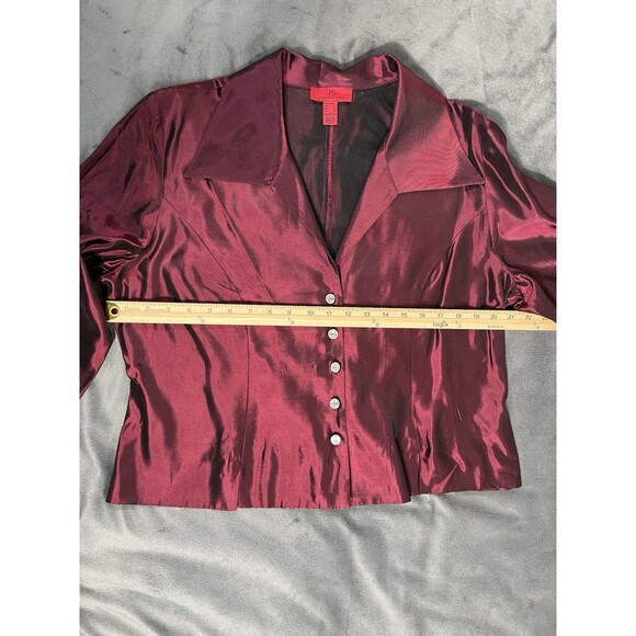 JS Collections Evening Top Jacket Blazer Rhinestone Buttons shiny metallic Sz 16 - Picture 7 of 14